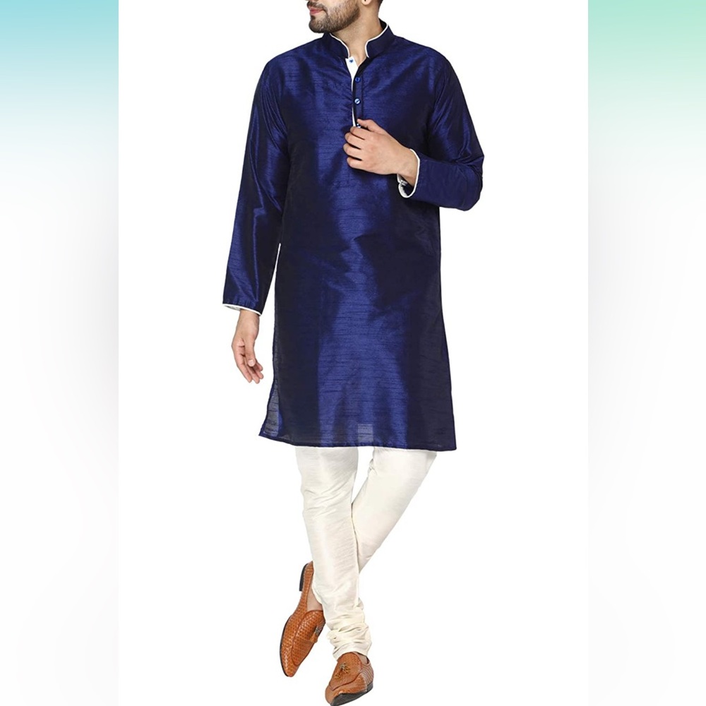 Kurta Set Art Silk Indian Wedding Dress Set for Men XL